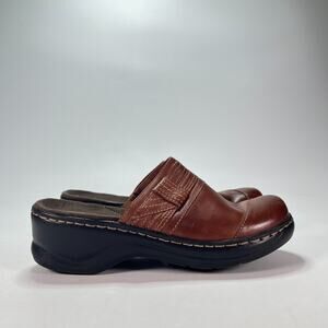 Clarks Brown Slip On Casual Shoes Mules Wedge Sandals 62955 Womens Size 6.5M